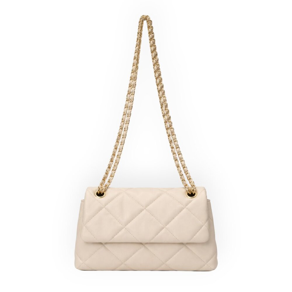 TU.LUXE Quilted Leather Shoulder Bag with crossbody chain